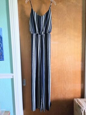 Shinestar Striped Navy Wide-Leg Jumpsuit